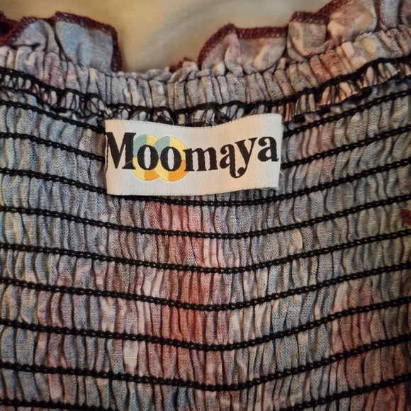 Moomaya Women's Wide Leg Floral Pants - Red and Blue - Picture 4 of 7